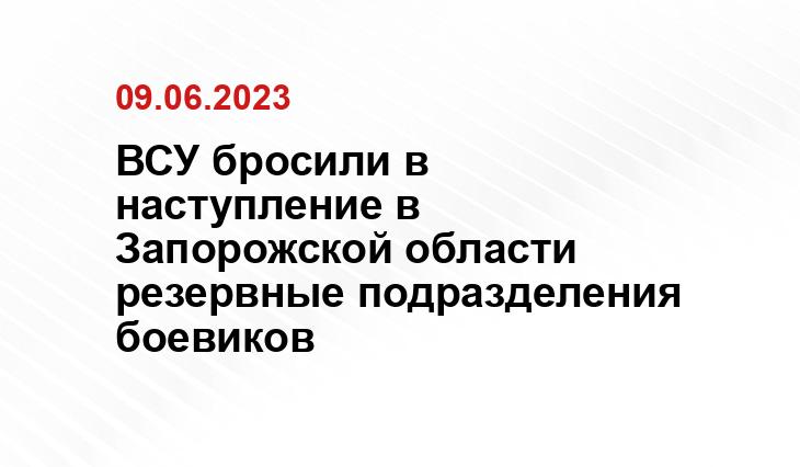 ВСУ бросили в наступление в Запорожской области резервные подразделения боевиков